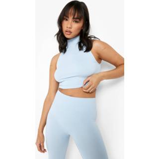 Mouwloze top blauw s baby blue baby's Gerecyclede Geribbelde Naadloze Top,