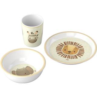 👉 Serviesset wit beige melamine One Size Color-Wit Haba Op Safari! junior wit/beige 3-delig 4010168256139