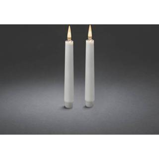 👉 Kaars wit kunststof One Size Color-Wit Konstsmide kaarsen led IP20 2,5 x 20 cm 2 stuks 7318301874217