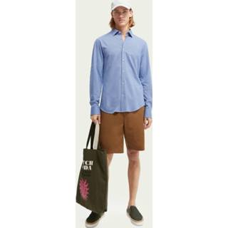 👉 Overhemd XXL shirts ls blauw mannen katoen Scotch & Soda Gebreid slim fit van 8719029820804