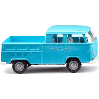 👉 Miniatuurauto blauw kunststof One Size Color-Blauw WIKING VW bus T2 Dubbelcabine 1:87 4006190314046