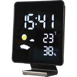 👉 Weerstation zwart kunststof One Size Color-Zwart Perel 13,7 x 17,3 4,9 cm lcd 5410329717391