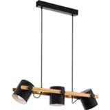 👉 Hang lamp a++ licht hout eglo zwart staal Hanglamp Hornwood met houtdetails