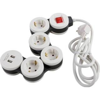 👉 Stekkerdoos wit Heitronic 500003 met schakelaar 4-voudig Randaarde stekker 1 stuk(s) 4002940016734