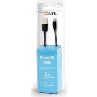 👉 Micro USB kabel zwart Qbits - 2 Meter 8716309102858