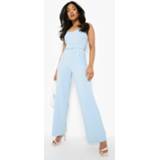 👉 Jumpsuit blauw Cornflower Blue Petite Scuba Met Inkeping En Gesp Detail,