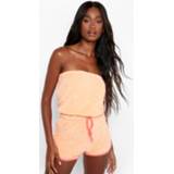 👉 Contrasterende Badstoffen Bandeau Strand Romper, Peach