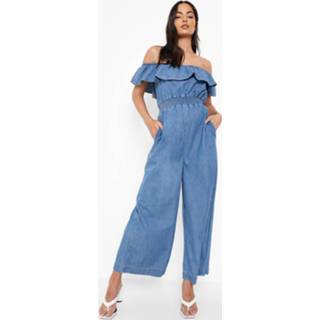 👉 Zwangerschap Chambray Culotte Jumpsuit Met Uitgesneden Hals, Mid Wash