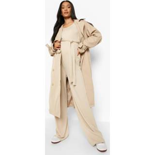 👉 Zwangerschap Jumpsuit Met Lange Mouwen En Ceintuur, Stone