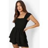 👉 Geplooide Romper Met Textuur En Laagjes, Black