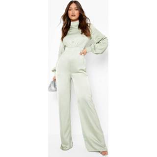 👉 Jumpsuit Met Hoge Hals En Ballonmouwen, Sage