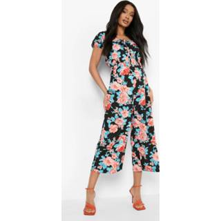 👉 Zwangerschap Culotte Jumpsuit Met Pofmouwen, Floral