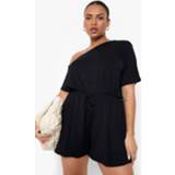 👉 Plus Asymmetrische Jersey Strand Romper, Black