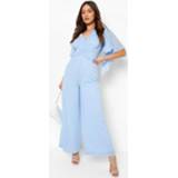 👉 Geplooide Culotte Jumpsuit, Light Blue