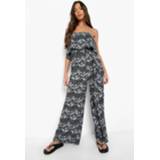 👉 Paisley Wide Leg Jumpsuit Met Dubbele Lagen, Black