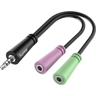 👉 Zwart Hama 00200352 Jackplug Audio Aansluitkabel [1x male 3,5 mm - 2x female mm] 0.15 m 4047443437549