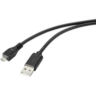 👉 Zwart Renkforce USB-kabel USB 2.0 USB-A stekker, USB-micro-B stekker 1.00 m Met anti-microbacterieel oppervlak 4064161168487