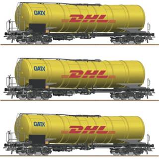 👉 Ketelwagen Roco 76029 H0 3-delige set ketelwagens DHL van de GATX 9005033760298