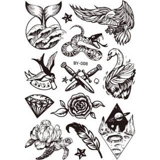 👉 Tattoo active 10 stuks donkere fluorescerende kleur veranderende dier lichtgevende bloemarm waterdichte volwassen stickers (bij-008)