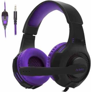 👉 Gaming headset zwart paars active Anivia AH68 3.5mm bekabelde met microfoon (zwart paars)