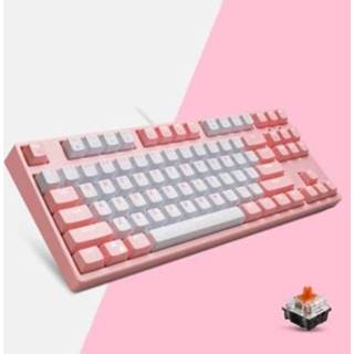 👉 Shaft roze active 87/108 Keys Gaming Mechanical Keyboard, Colour: FY87 Pink Shell Tea