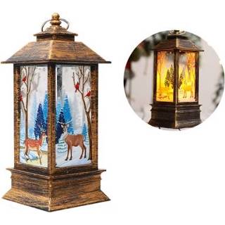 👉 Lantaarn groot active Kerst Vlam Kerstdecoratie LED Lichtgevende Ornament Candlestick Lamp, Grootte: 77 x 195mm (Bronze Elk)