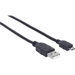 Zwart mannen Manhattan USB-kabel USB 2.0 USB-micro-B stekker, USB-A stekker 3 m