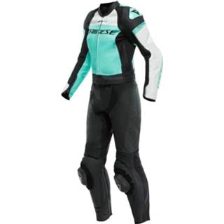 👉 Zwart donkergroen grijs leather active vrouwen Dainese Mirage Lady 2PCS Suit Black Acqua Green Glacier Gray 44 8051019299338
