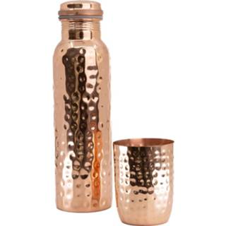 👉 Waterfles koper Koperen en Drinkbeker (Gehamerd) 7421125990190