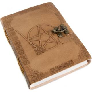 👉 Notitieboek leer katoen Handgemaakt Leren Notitieboekje Pentagram (17,5 x 13 cm) 7141262509306