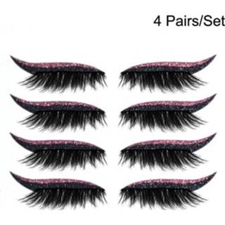 👉 Oogpotlood roze active 3 sets glitter zelfklevende eyeliner oogschaduwsticker (roze)