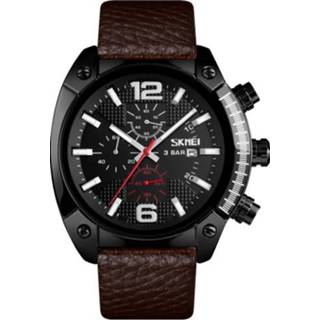 👉 Kalender zwart active mannen SKMEI 9190 Grote wijzerplaat Timing Luminous Quartz horloge (zwart)