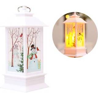 👉 Lantaarn wit groot active Kerst Vlam Kerstdecoratie LED Lichtgevende Ornament Kandelaar Lamp, Grootte: 77 x 195mm (White Snowman)