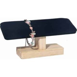 👉 Sieradendisplay zwart active Solid Wood Single-layer T-vormige Sieraden Display Stand (Black Flanel)