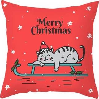 👉 Kussenslop active 3 stks Kerst Perzik Huid Cartoon Print Kussensloop Thuis Woonkamer Sofa Kussenhoes zonder kussen Kern, Grootte: 45x45cm (TPR423-13)