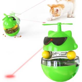 👉 Stokje groen active Kat Speelgoed Laser Elektrische Infrarood Ray Draaitafel Tumbler Grappige Stok, EU Plug (Groen)