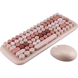 👉 Draadloos toetsenbord roze active meisjes Mofii Cadny Pink Girl Heart Mini Gemengde Kleur Draadloze Muis Set (Milk Tea)