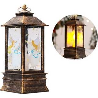 👉 Lantaarn groot active Kerst Vlam Kerstdecoratie LED Lichtgevende Ornament Kandelaar Lamp, Grootte: 77 x 195mm (Bronze Angel)