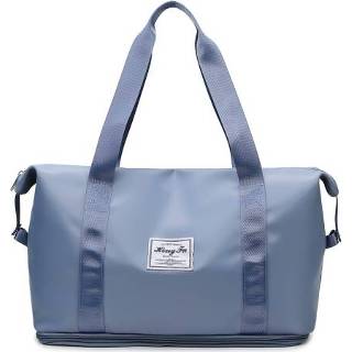 👉 Reistas blauw active Grote capaciteit One-Shoulder Handtas Sport Gym Tas Droge en Nat Separation Duffel Bag (Mist Blue)