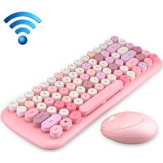 👉 Draadloos toetsenbord roze active MOFII CANDY PUNK KEYCAP Gemengde kleur Draadloze en muis set (roze)