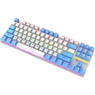 👉 Verlicht toetsenbord active XUNFOX K80 87 Sleutels Bedraad Gaming Mechanisch Verlichte toetsenbord, Kabellengte: 1.5m (witblauw)