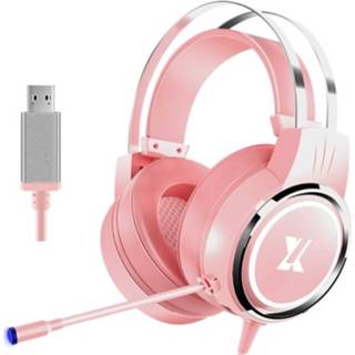 👉 Bedrade headset roze active Heir Audio Head-mounted Gaming met Microfoon, Kleur: X8 7.1 Sound Upgrade (Pink)