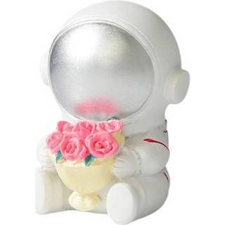 👉 Ornament hars zilver active kinderen 2 stks ambachten ruimte astronaut ornamenten thuiskantoor bureaublad cadeau, stijl: zittend met bloem