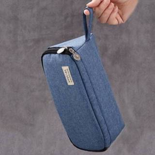 👉 Potlood canvas active Ango Groot-capaciteit tas multifunctionele student briefpapier (denimblauw)