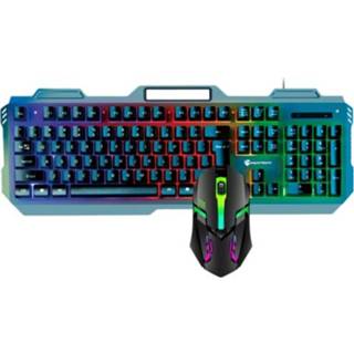 👉 Toetsenbord zwart metalen active Pantsan PT200 Panel Bedrade Lichtgevende mechanische + muisset (zwart)