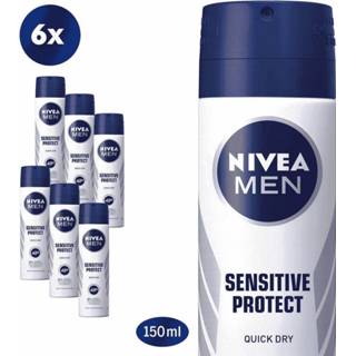 👉 Deodorant NIVEA Men Sensitive Protect 0% Spray - Voordeelverpakking 6x150ml 4005808735891