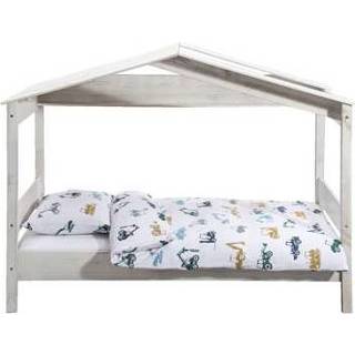 👉 Wit grenen grenenhout Bed Puck - Geborsteld rustiek 90x200 cm Leen Bakker 8714901760254