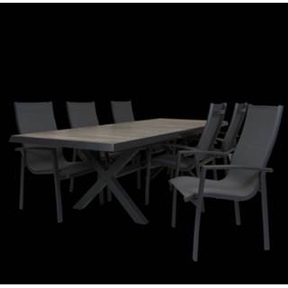 👉 Tafel antraciet keramiek Ottowa uitschuif 205/265 x 100 met Cambridge dining stoel