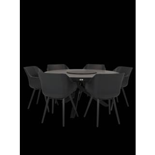 👉 Perth tafel 150 rond Antraciet met tuinstoel Sophie Studio