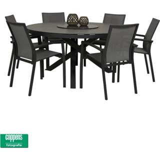 👉 Tafel Perth 150 rond met 6 stoelen Tampa